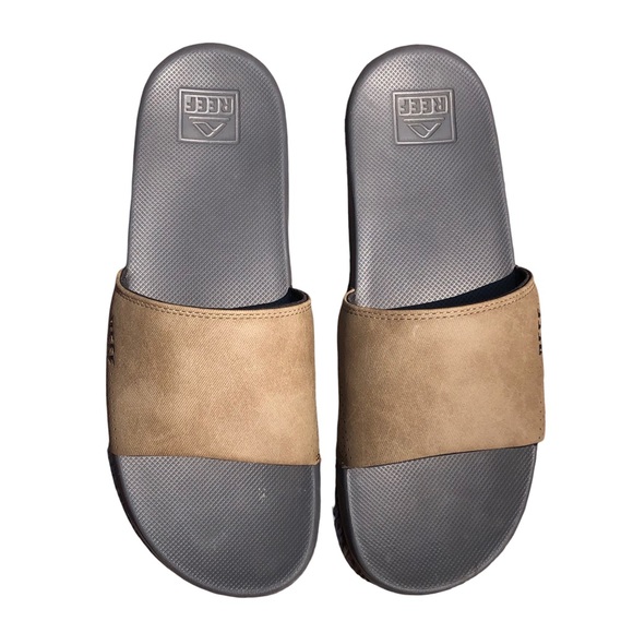 Reef One Slide Sandal Men's Size 12 Gray and Tan - Picture 2 of 8